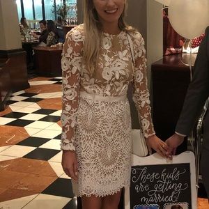 ML MONIQUE LHUILLIER CALYPSO WHITE LACE DRESS